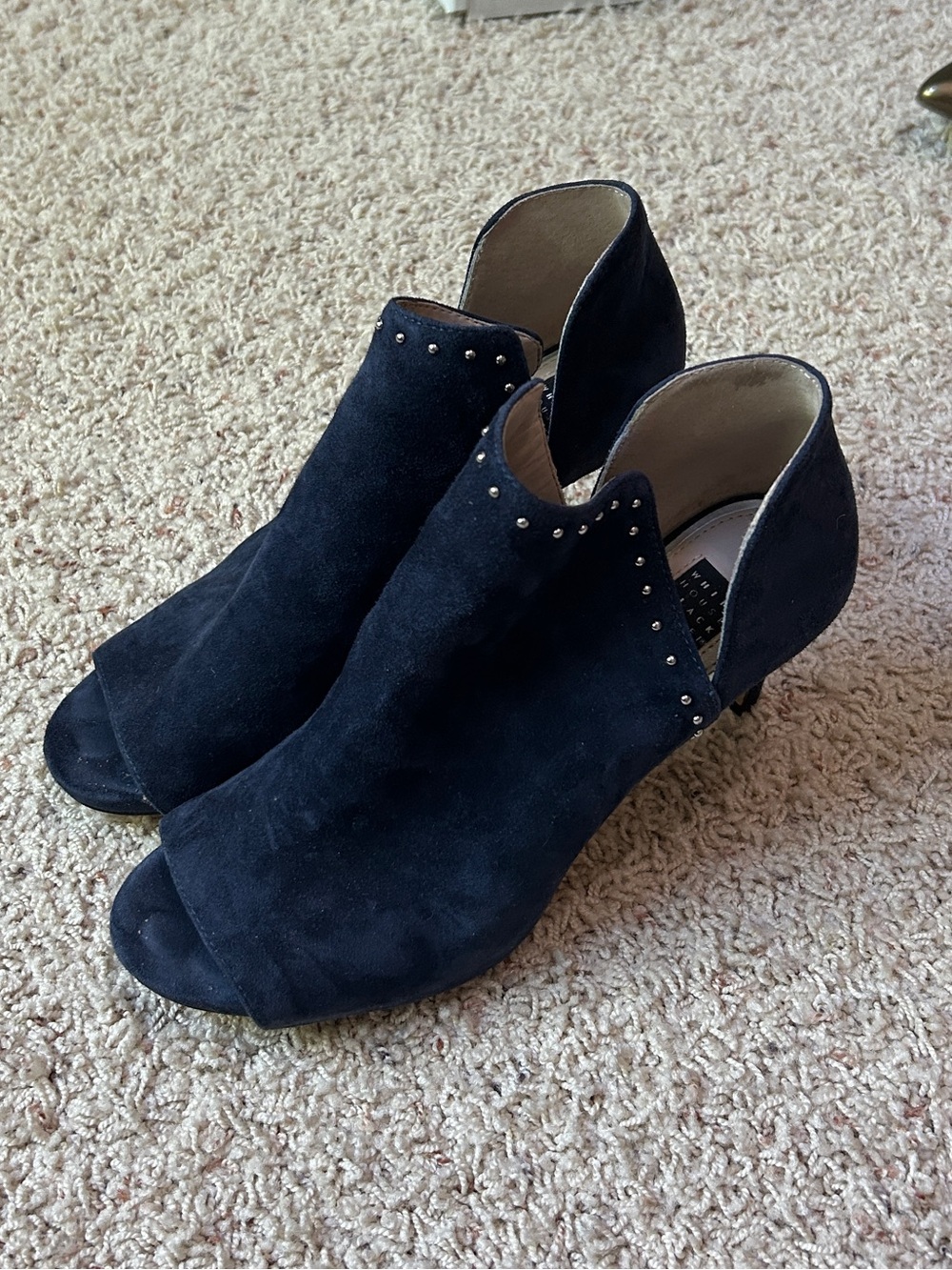 EUC Blue Suede peep-toe WHBM heels